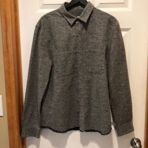 Men’s IRO Raw Edge Grey Melange Psychedelic Button Down- Size XL